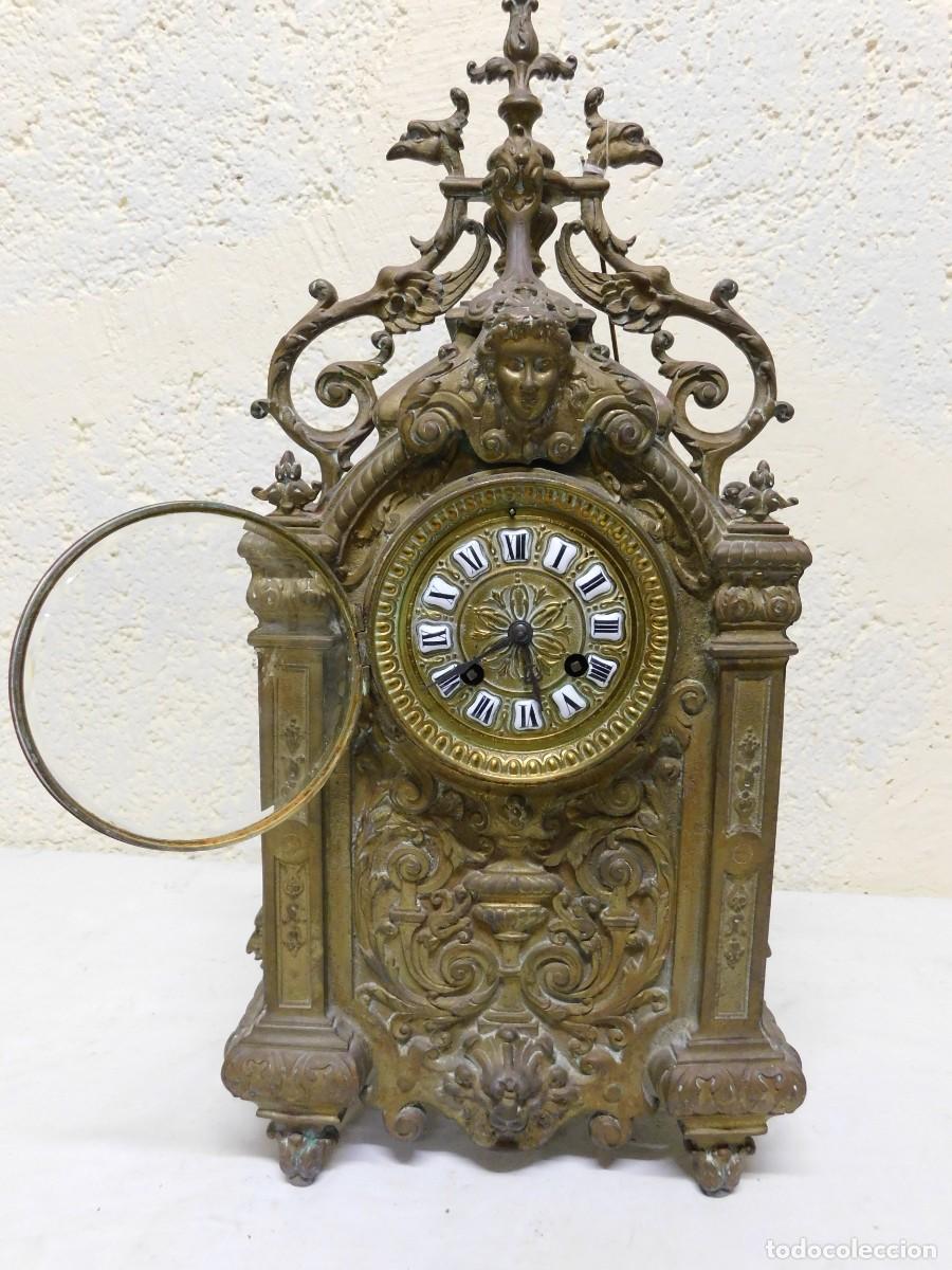 Relojes de carga manual: RELOJ SOBREMESA BRONCE CON CANDELABROS - Foto 8