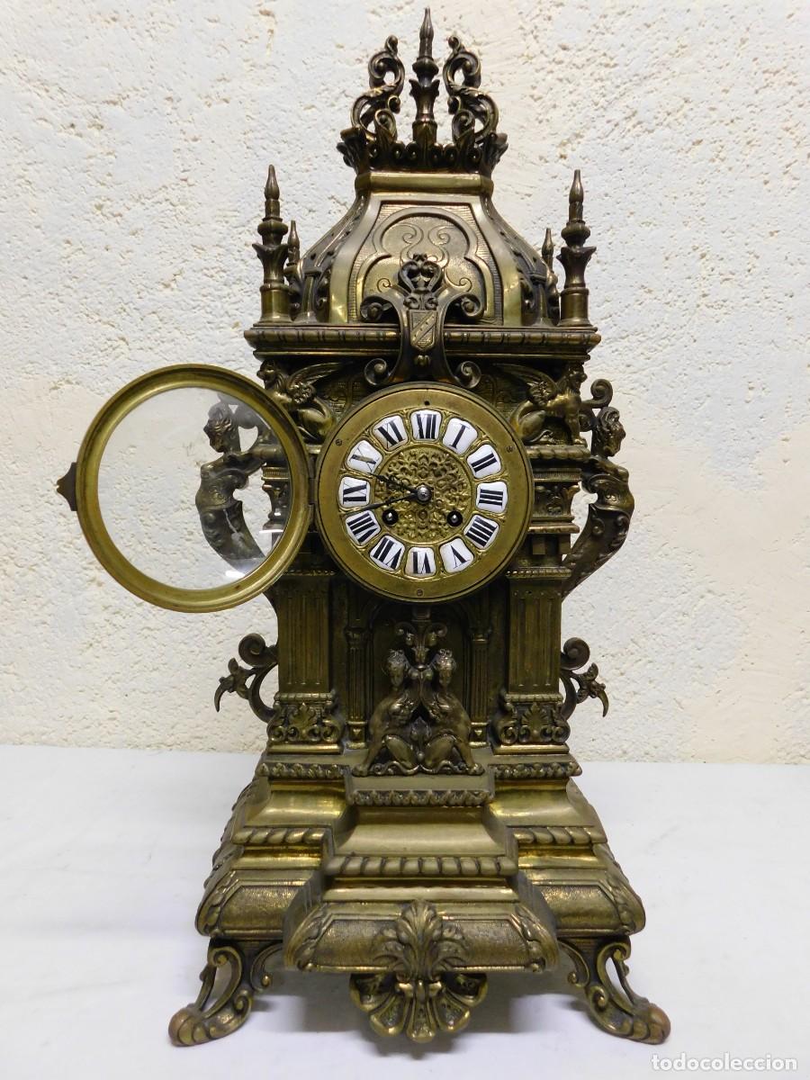 Relojes de carga manual: RELOJ SOBREMESA BRONCE CON CANDELABROS - Foto 19