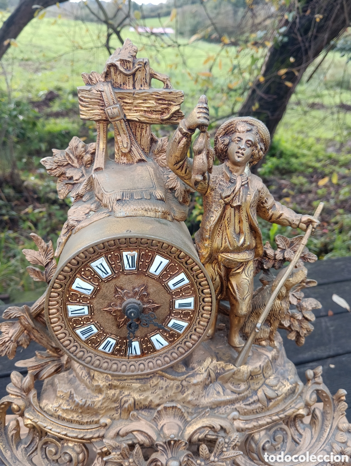 Relojes de carga manual: RELOJ SOBREMESA EN BRONCE CON BASE EN M&Aacute;RMOL. - Foto 4