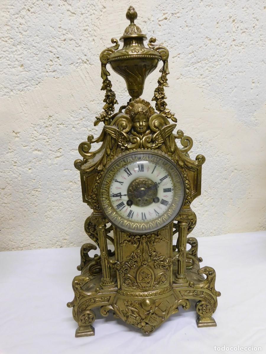 Relojes de carga manual: RELOJ SOBREMESA BRONCE CON CANDELABROS - Foto 3