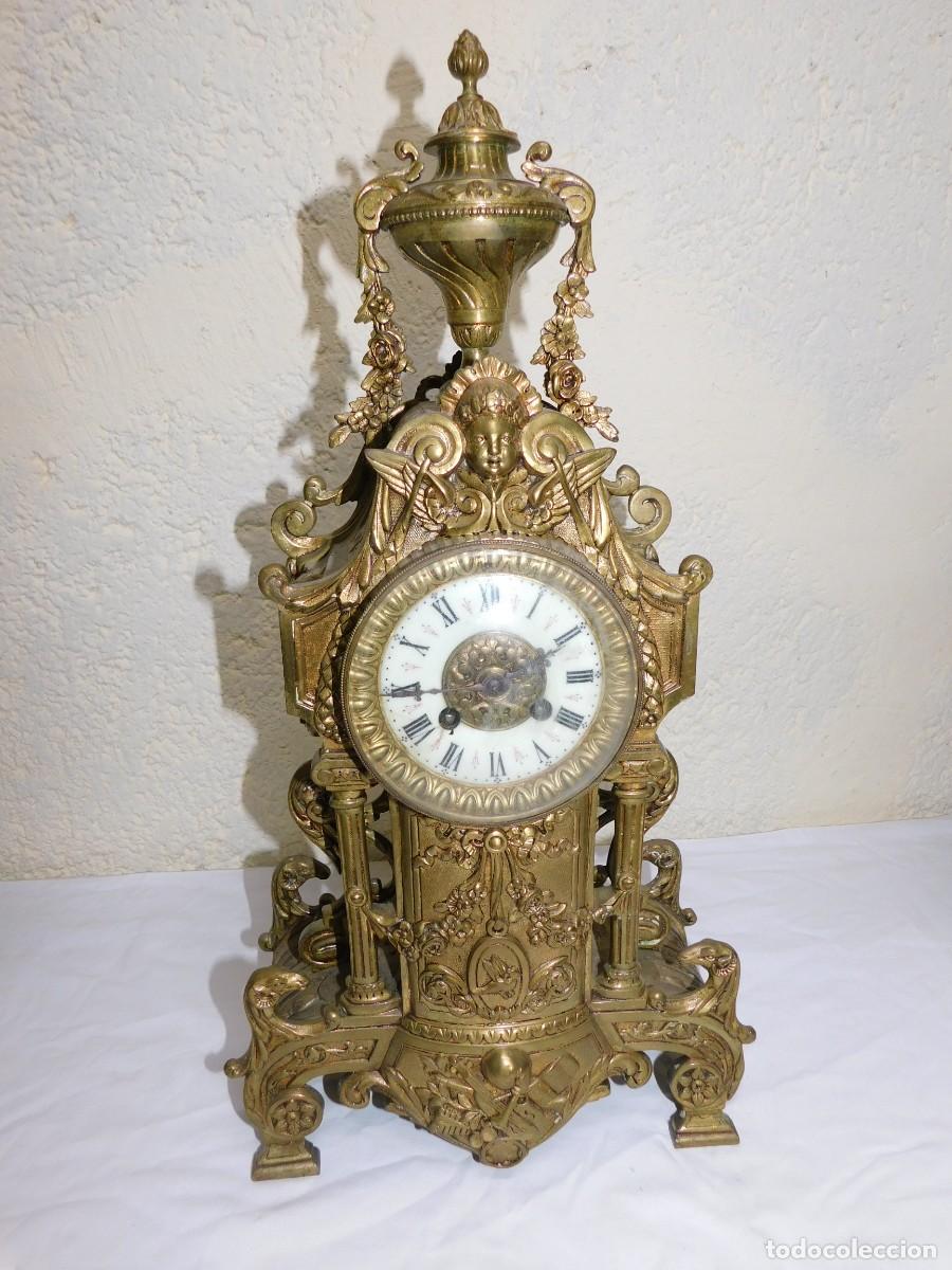 Relojes de carga manual: RELOJ SOBREMESA BRONCE CON CANDELABROS - Foto 4
