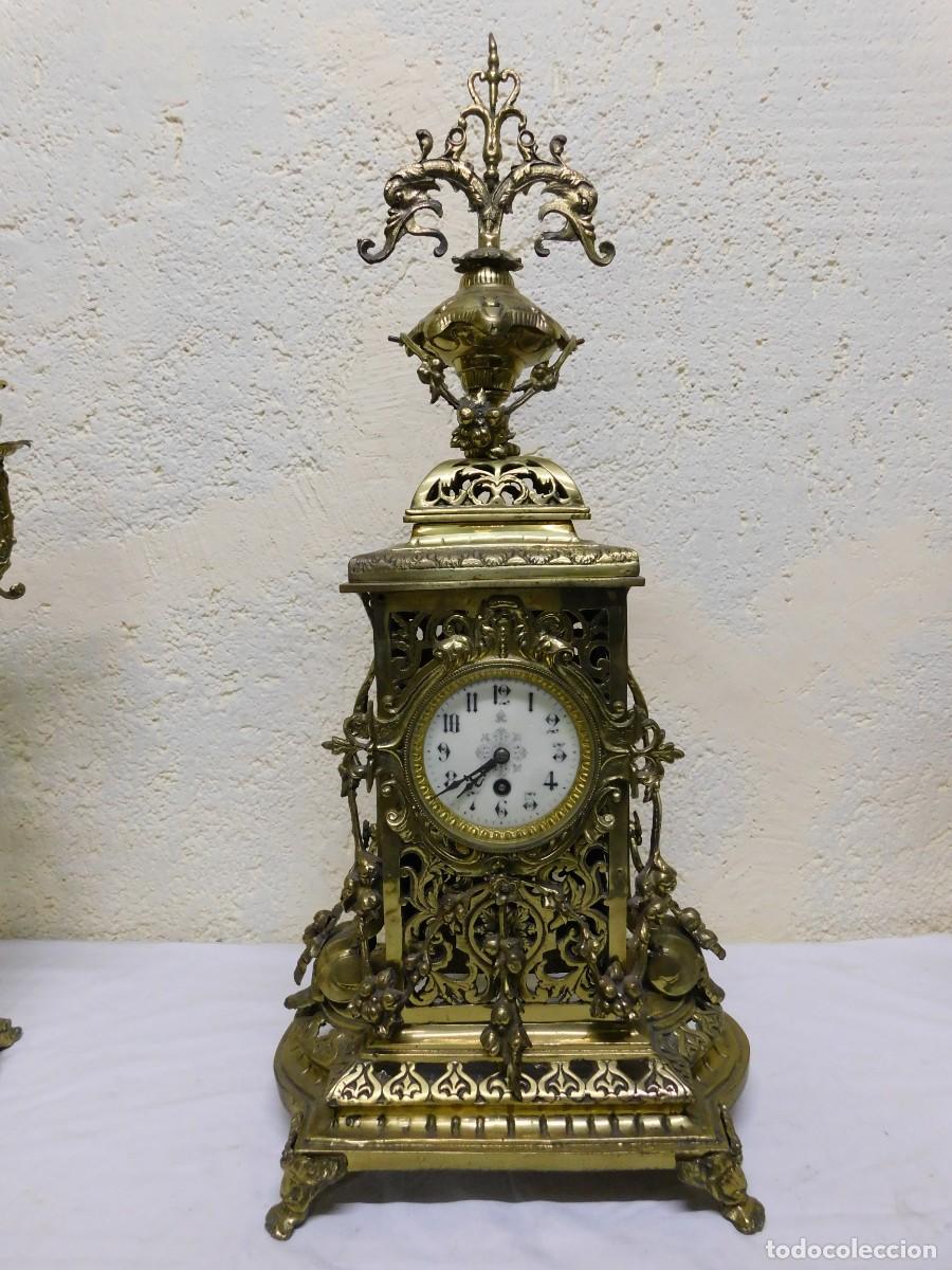 Relojes de carga manual: RELOJ SOBREMESA BRONCE CON CANDELABROS - Foto 3