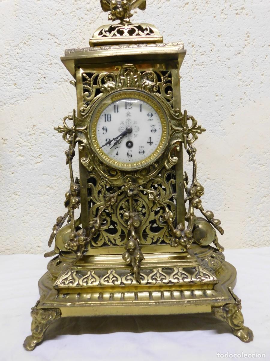 Relojes de carga manual: RELOJ SOBREMESA BRONCE CON CANDELABROS - Foto 6
