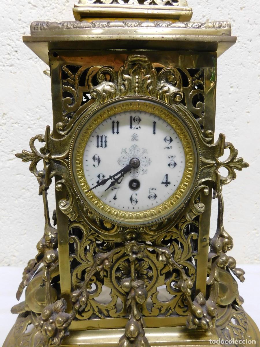 Relojes de carga manual: RELOJ SOBREMESA BRONCE CON CANDELABROS - Foto 7