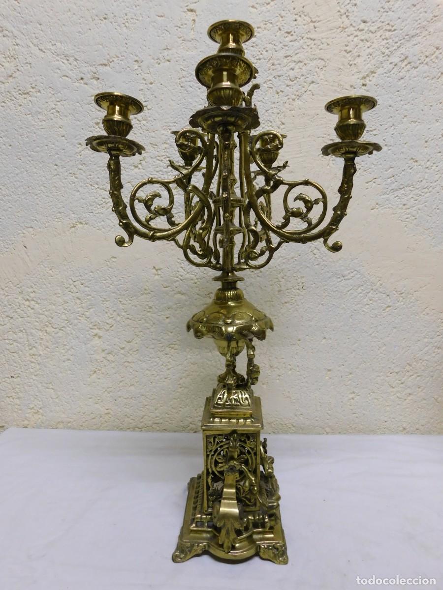 Relojes de carga manual: RELOJ SOBREMESA BRONCE CON CANDELABROS - Foto 21