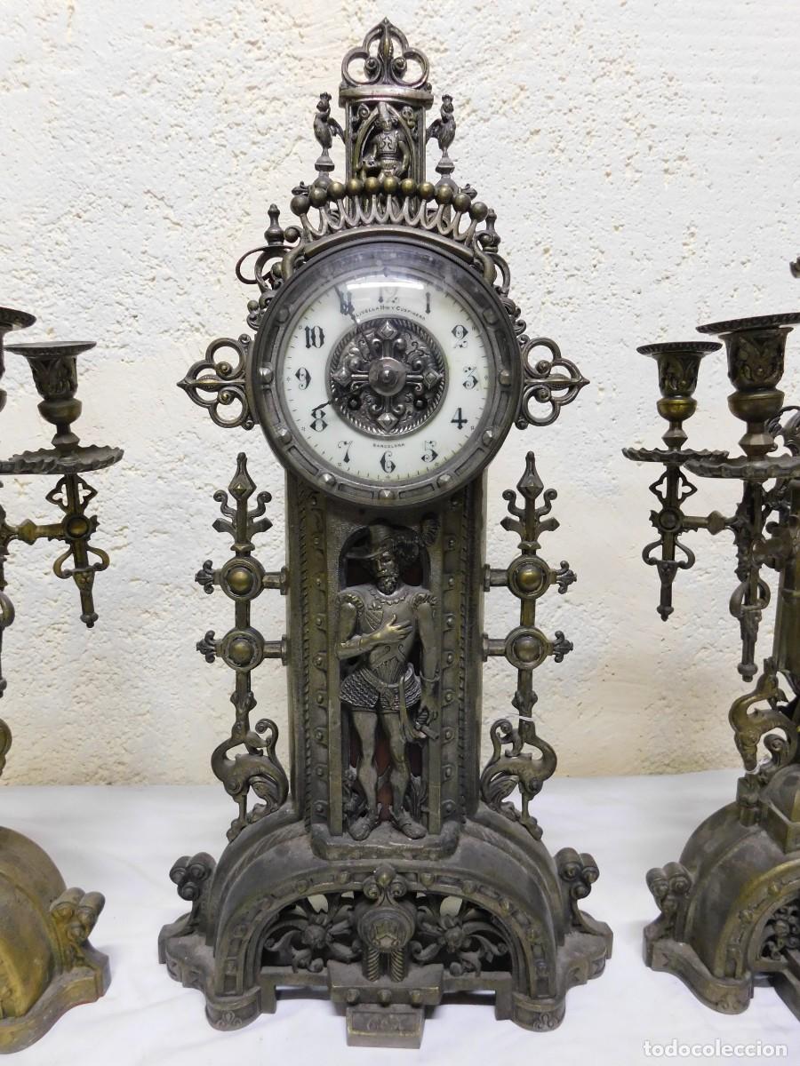 Relojes de carga manual: RELOJ SOBREMESA BRONCE CON CANDELABROS - Foto 4