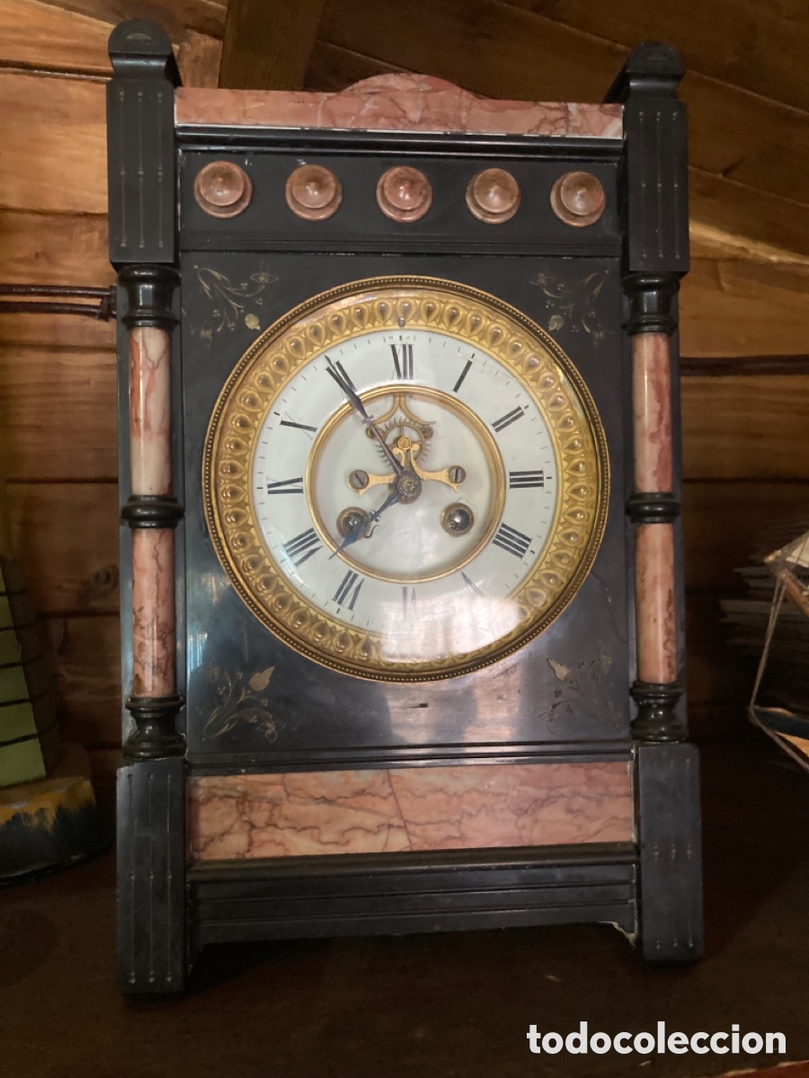 Relojes de carga manual: Antiguo reloj de chimenea. - Foto 1