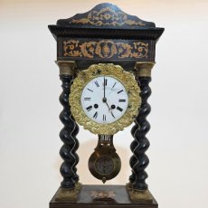 Relojes de carga manual: RELOJ PÓRTICO NAPOLEON III, FRANCIA, MARQUETERIA MADERA, BARBOT-PARIS, (55X26X15)