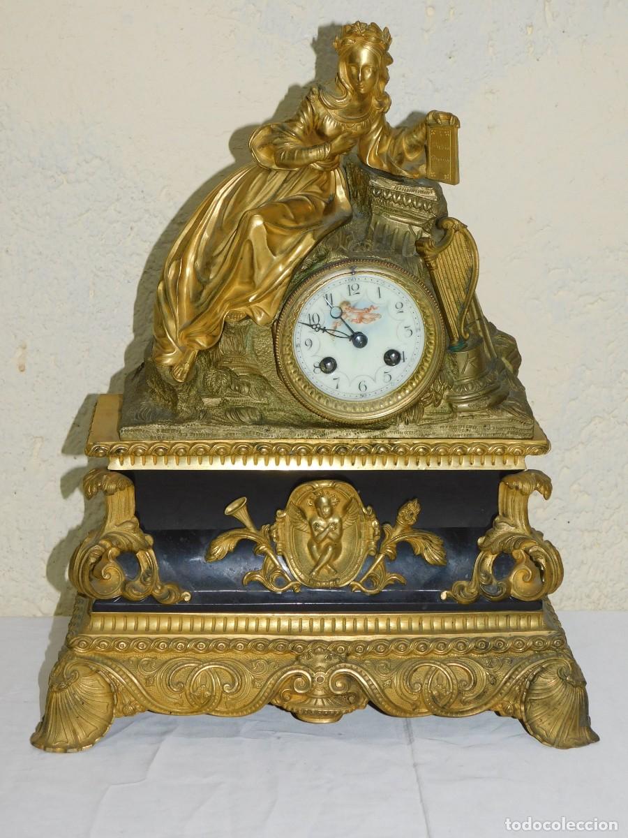 Relojes de carga manual: RELOJ DE SOBREMESA - BRONCE Y MARMOL - Foto 1