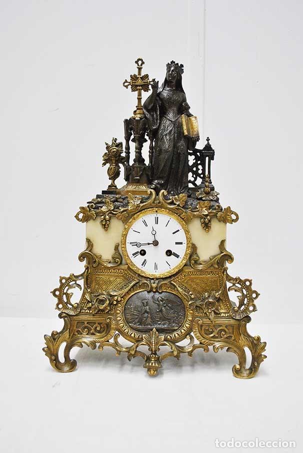 Relojes de carga manual: RELOJ DE MESA BRONCE Y M&Aacute;RMOL - Foto 1