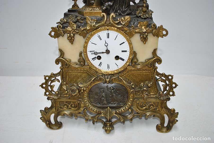 Relojes de carga manual: RELOJ DE MESA BRONCE Y M&Aacute;RMOL - Foto 3
