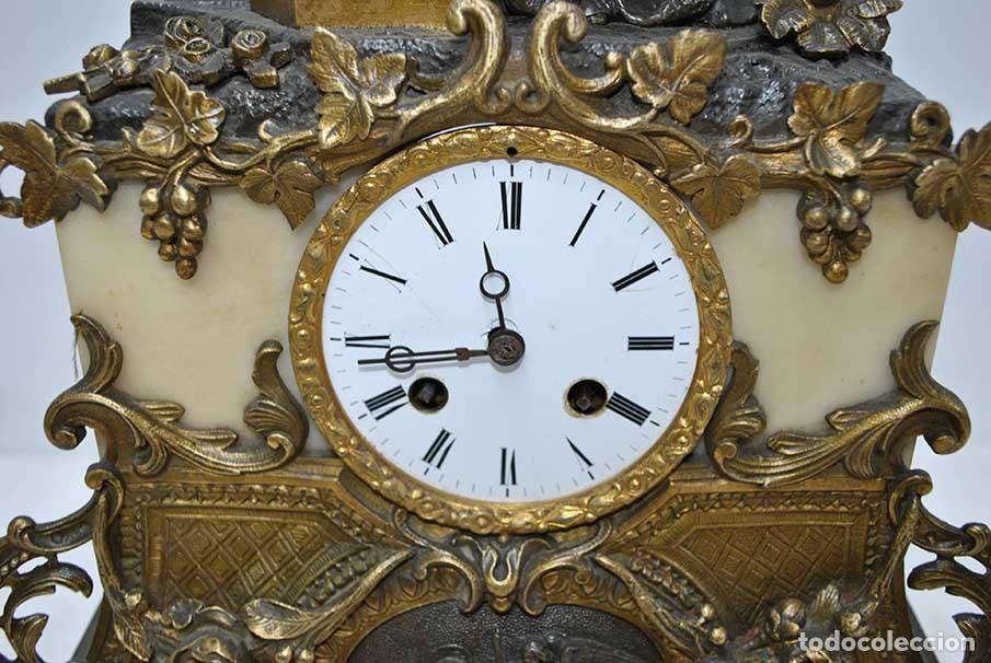 Relojes de carga manual: RELOJ DE MESA BRONCE Y M&Aacute;RMOL - Foto 4