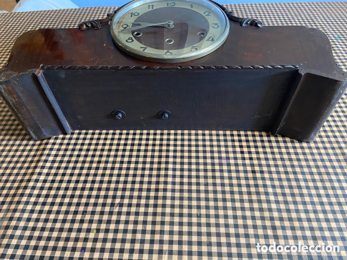 Relojes de carga manual: Antiguo reloj de mesa en madera de roble - Foto 6