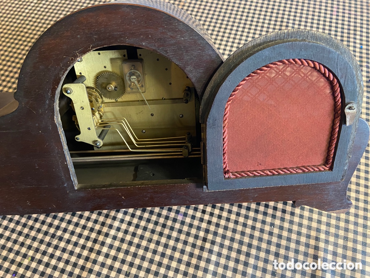 Relojes de carga manual: Antiguo reloj de mesa en madera de roble - Foto 8