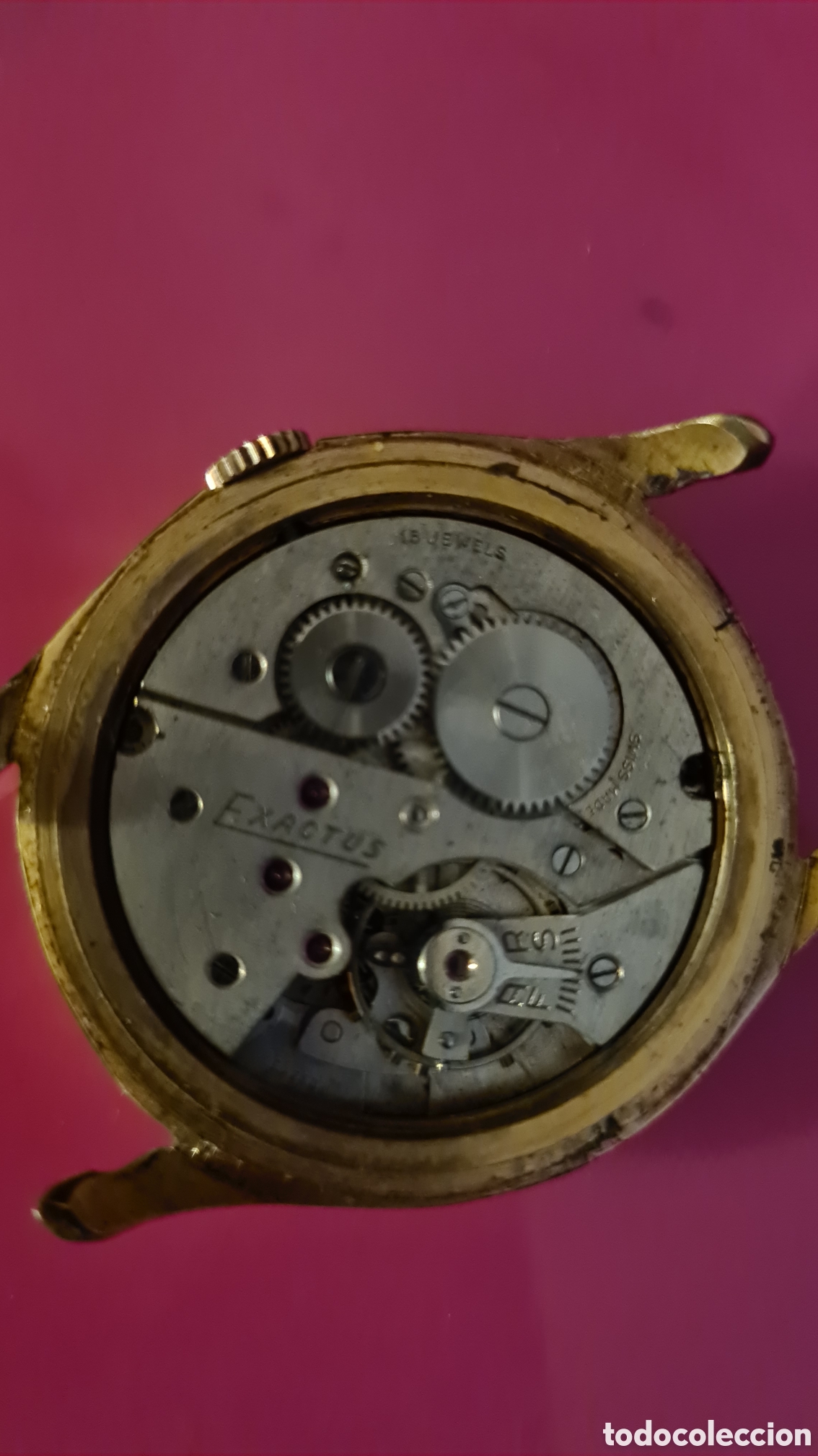 Relojes de carga manual: Reloj Exactus chapado en oro. - Foto 5