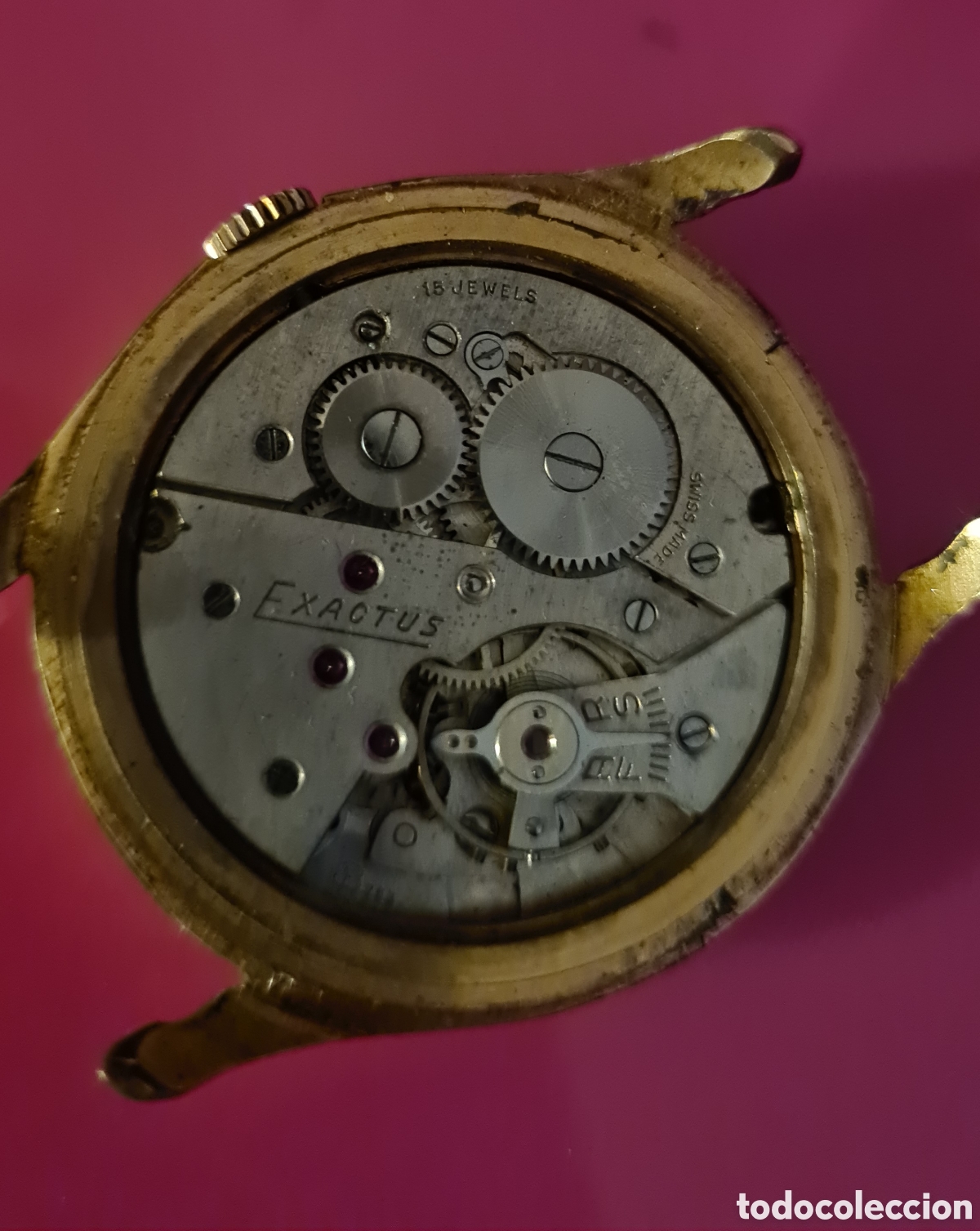 Relojes de carga manual: Reloj Exactus chapado en oro. - Foto 3