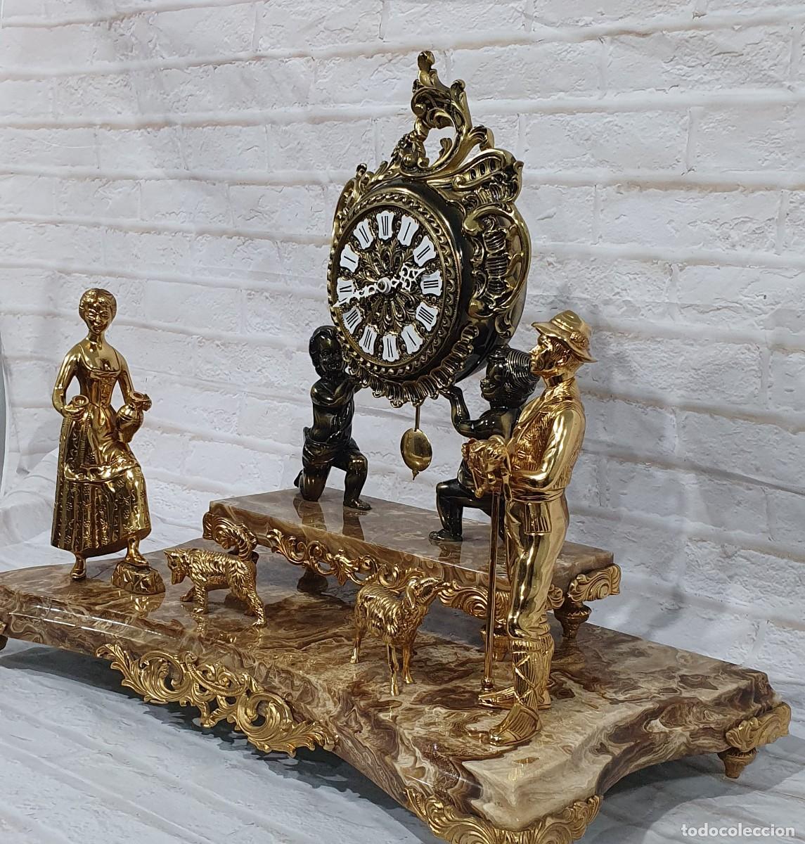 Relojes de carga manual: Reloj de sobremesa en bronce y m&aacute;rmol - Foto 7