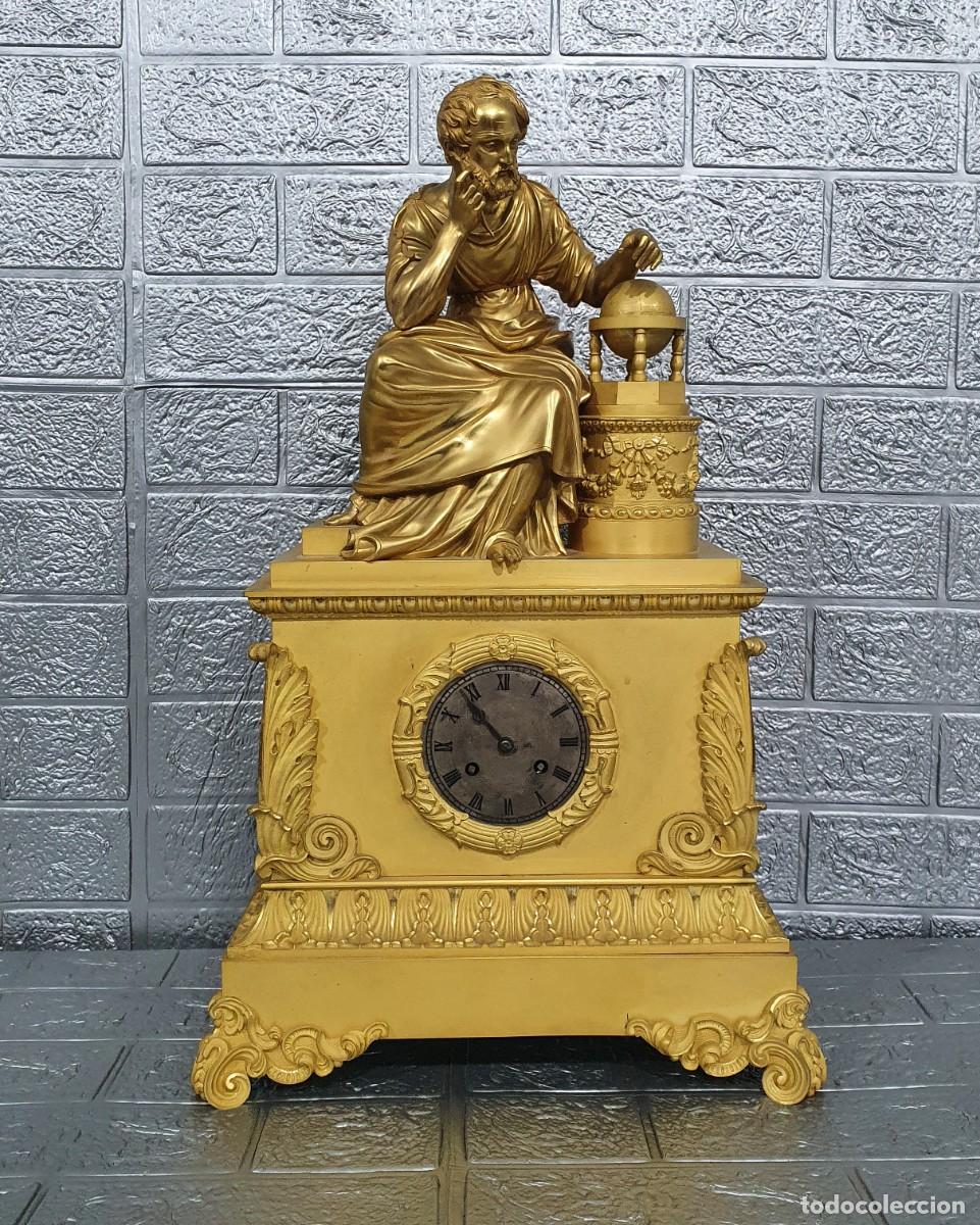 Relojes de carga manual: Reloj Frances en bronce al mercurio S.XIX - Foto 1
