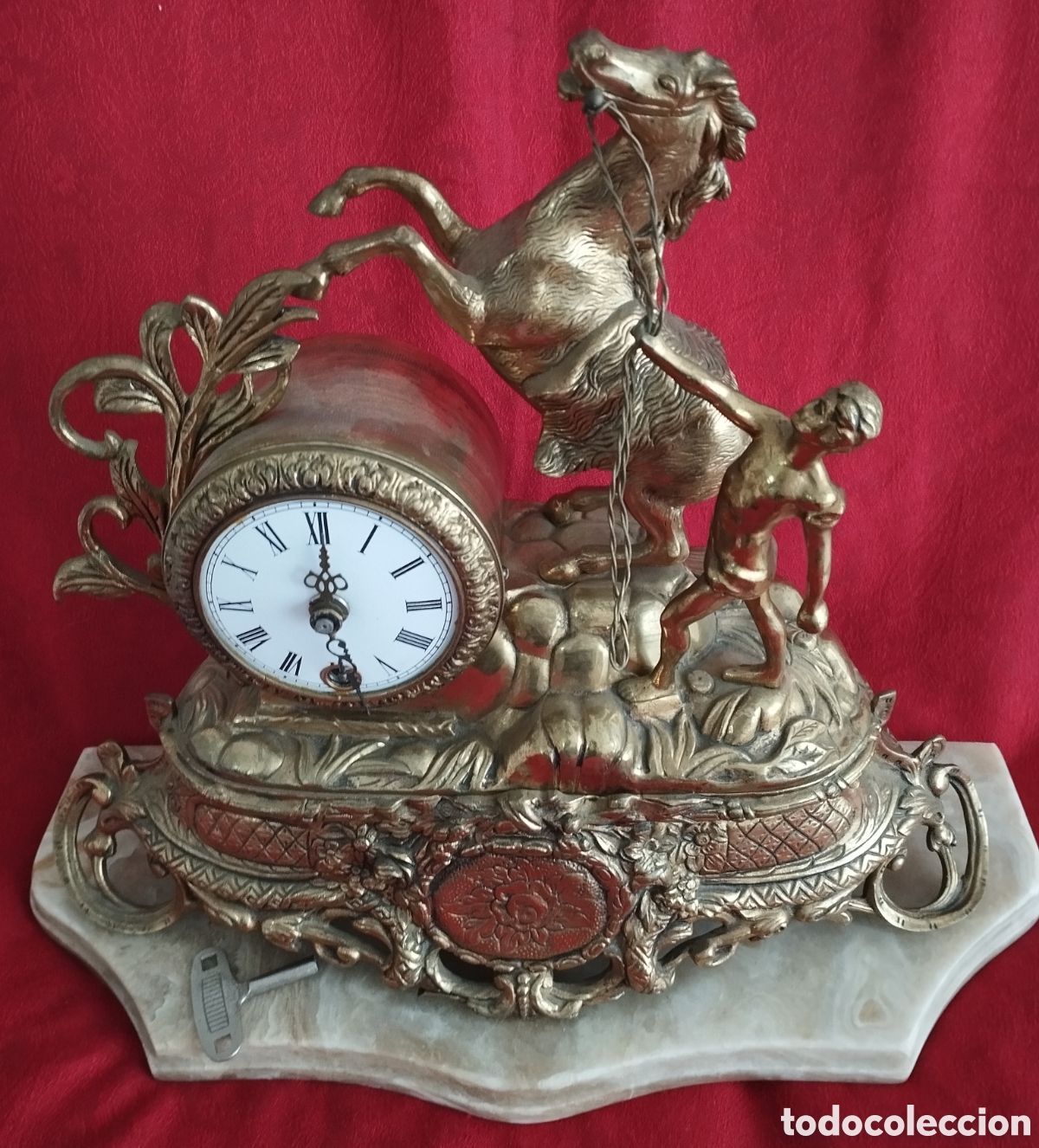 Relojes de carga manual: Antiguo Reloj a Cuerda y Bronce. - Foto 4