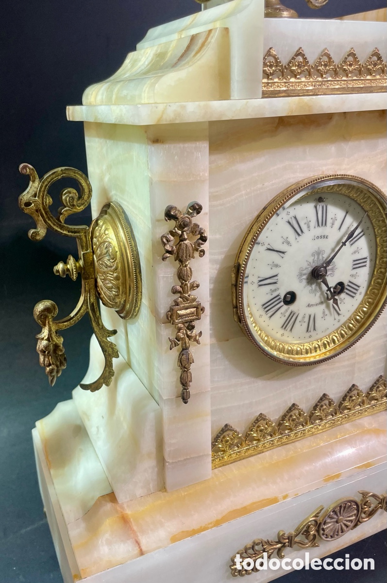 Relojes de carga manual: Reloj Antiguo de M&aacute;rmol y Bronce - Foto 4