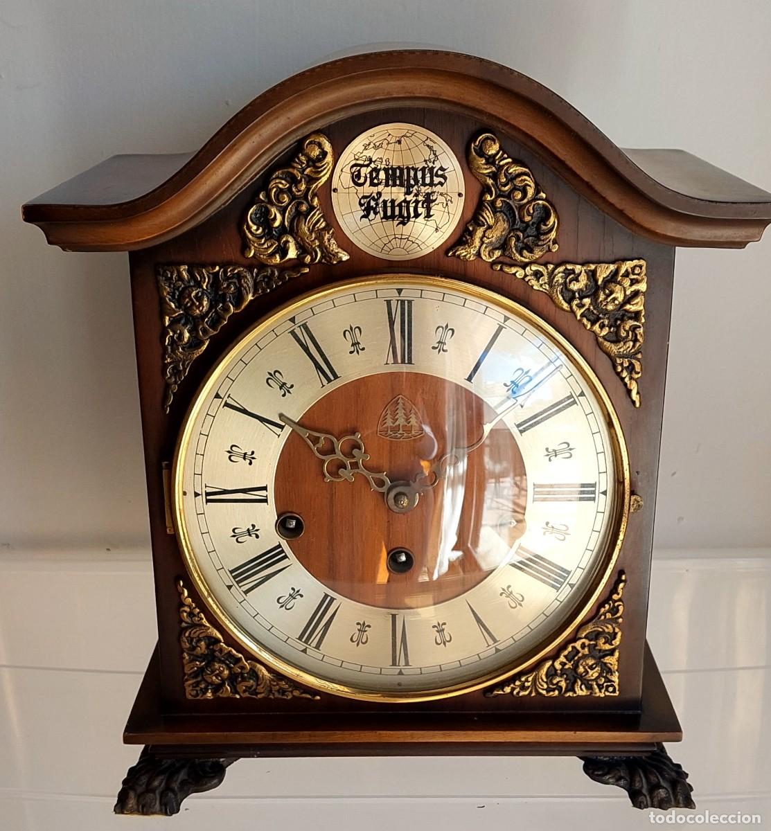 Relojes de carga manual: Reloj chimenea alem&aacute;n mecanico vintage Tempus Fujit carrill&oacute;n con llave