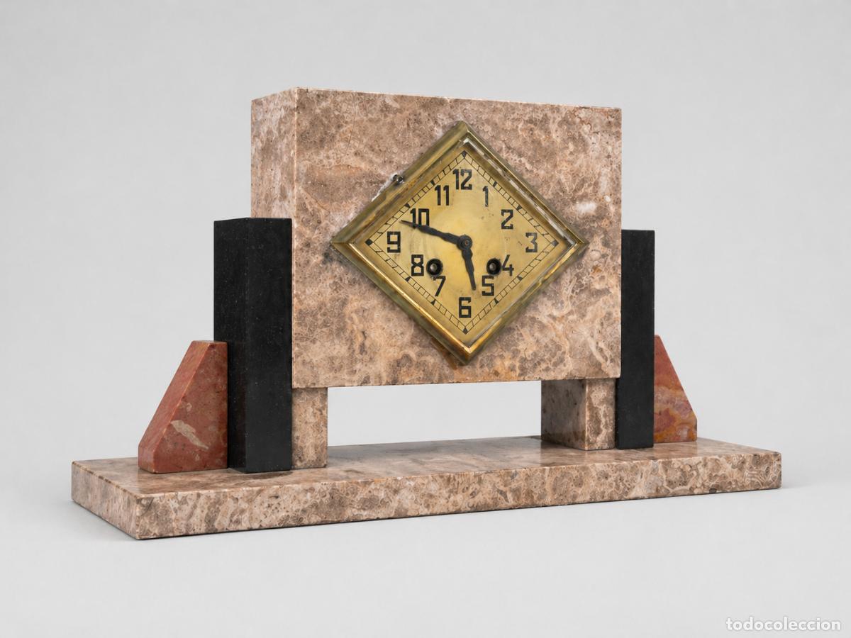 Relojes de carga manual: Reloj mec&aacute;nico amos 30 Art D&eacute;co de sobremesa en m&aacute;rmoles contrastados