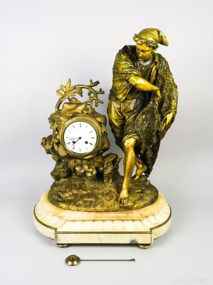 Relojes de carga manual: Reloj Napole&oacute;n III calamina y m&aacute;rmol dorada P H MOUREY segunda mitad siglo XIX
