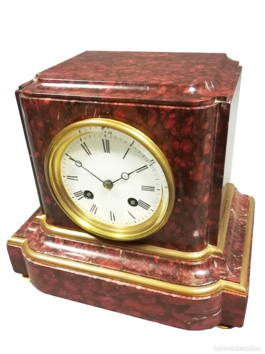 Relojes de carga manual: BASAMENTO RELOJ SOBREMESA FRANCES MARMOL ROJO
