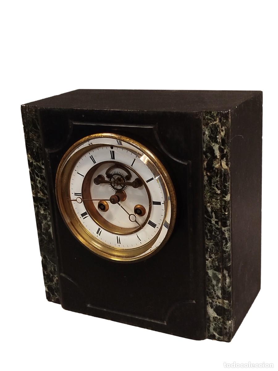 Relojes de carga manual: RELOJ DE SOBREMESA NAPOLEON III DE MARMOL NEGRO Y VERDE. MAQUINA PARIS