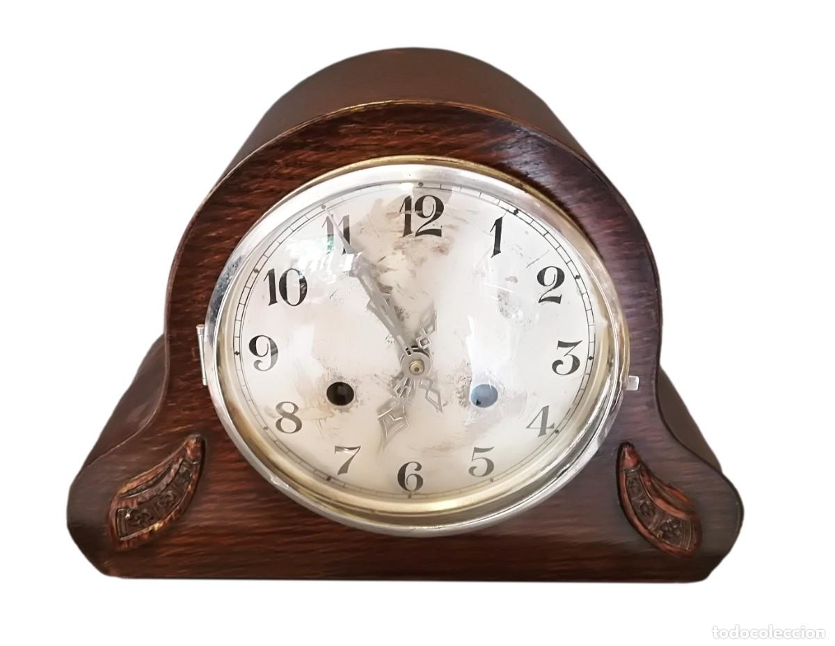 Horloges &agrave; remontage manuel: RELOJ DE CHIMENEA ALEMAN DE MADERA DE ROBLE ART NOUVEAU