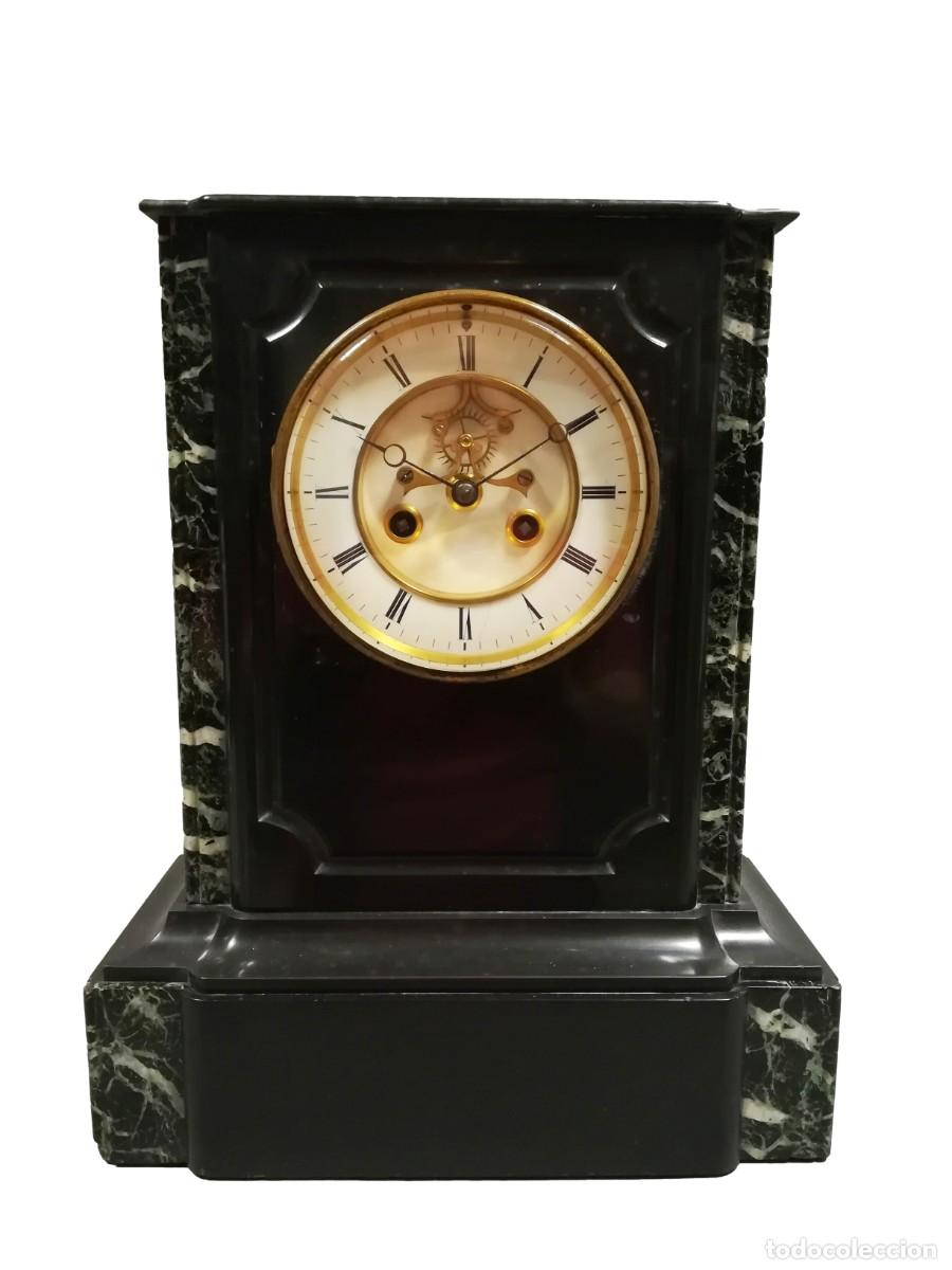 Relojes de carga manual: RELOJ SOBREMESA NAPOLEON III MARMOL NEGRO Y VERDE