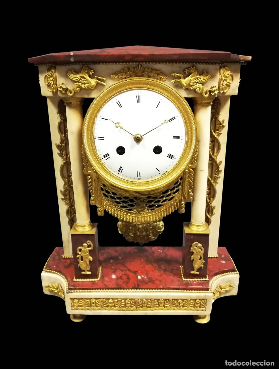 Relojes de carga manual: RELOJ IMPERIO NAPOLEON III MARMOL ROJO Y BLANCO