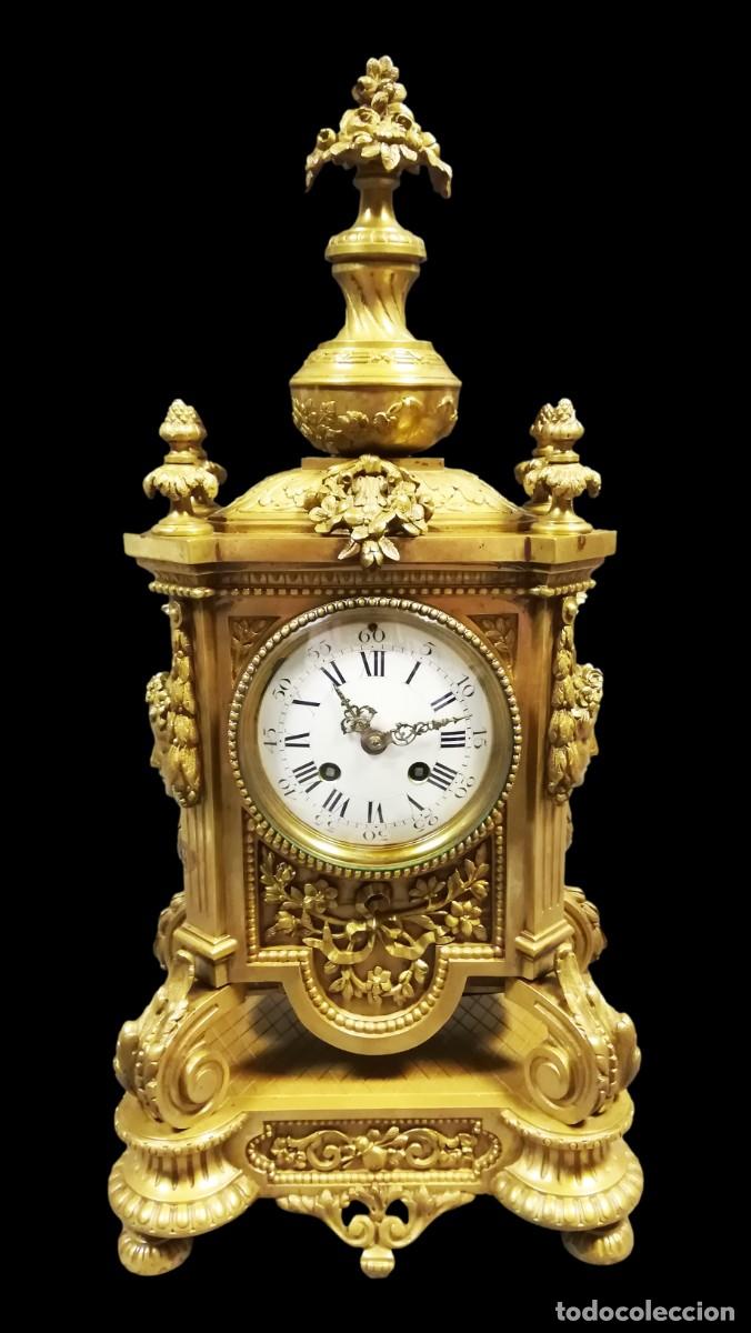 Relojes de carga manual: RELOJ SOBREMESA DE BRONCE CON PEANA NAPOLEON III SIGLO XIX