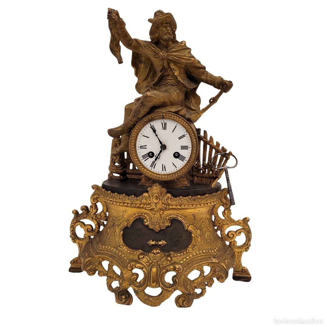 Relojes de carga manual: Reloj de mesa &ldquo;Cazador&rdquo;, maquinaria Par&iacute;s, Napole&oacute;n III, f. s. XIX - Francia
