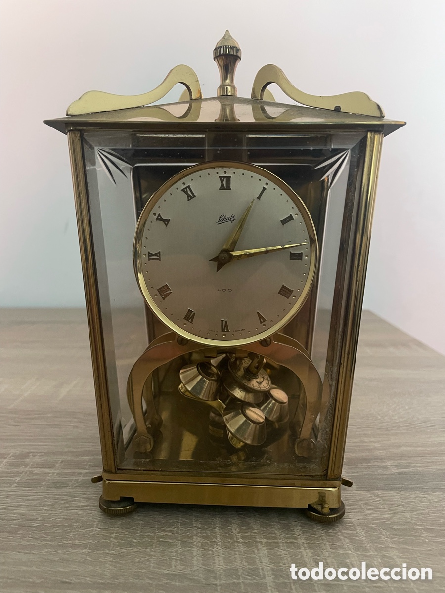 Relojes de carga manual: Reloj sobremesa Schatz 400 Day caja farol cristal Alemania