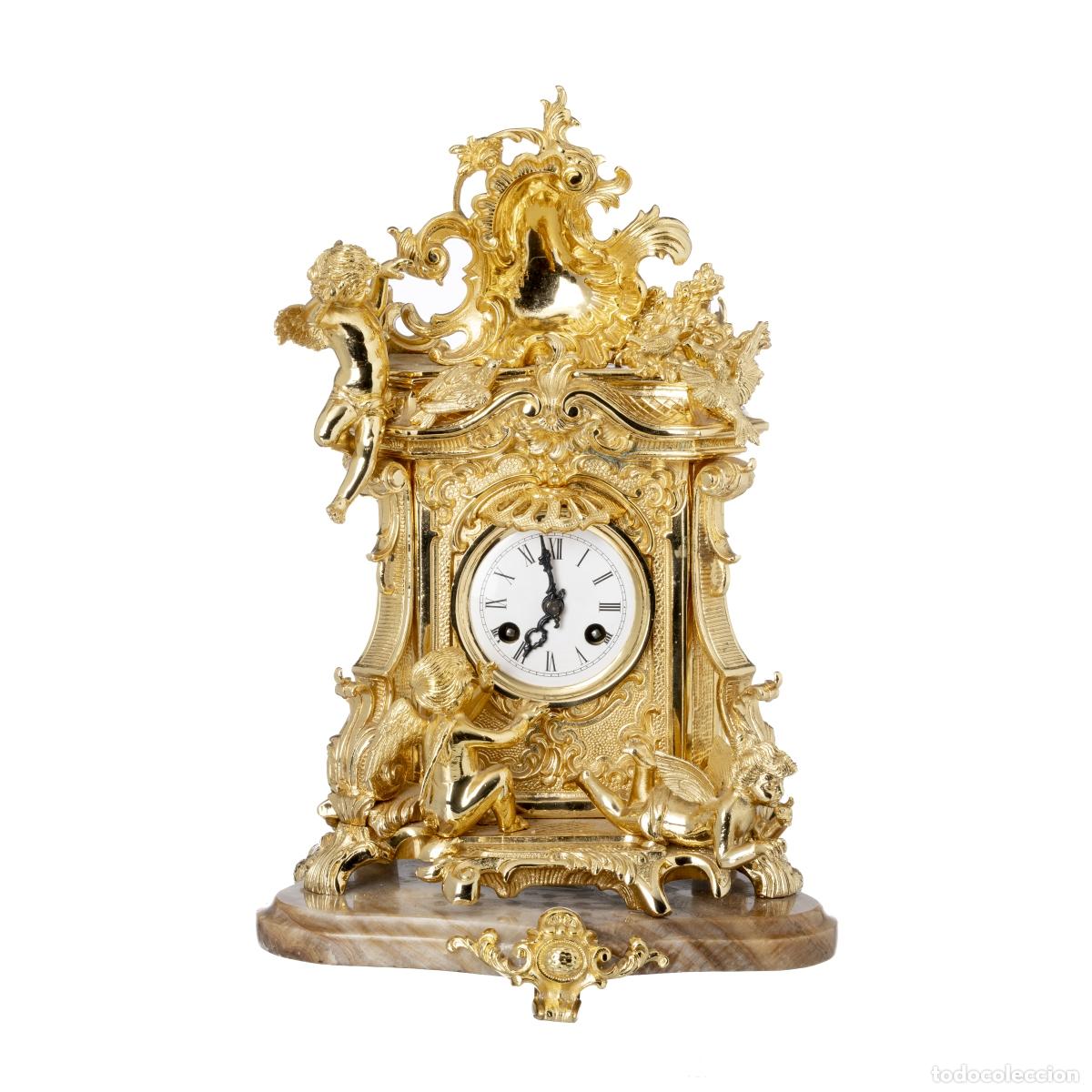 Horloges &agrave; remontage manuel: Relojes - Reloj de mesa estilo Luis XV - Siglo XIX