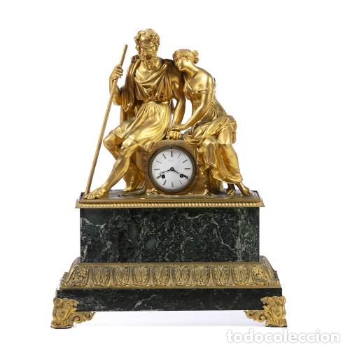 Rel&oacute;gios de carga manual: Relojes - Reloj de mesa 'escena galante' - siglo XIX