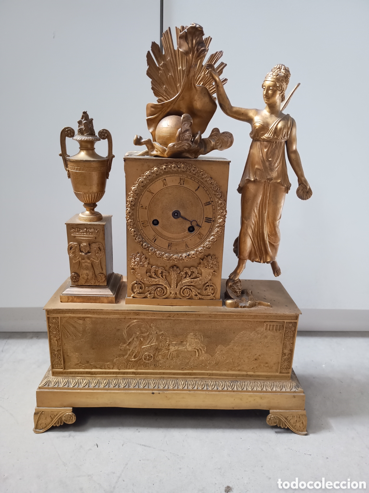 Rel&oacute;gios de carga manual: RELOJ SOBREMESA IMPERIO - BRONCE DORADO AL MERCURIO - FRANCIA 1810-15