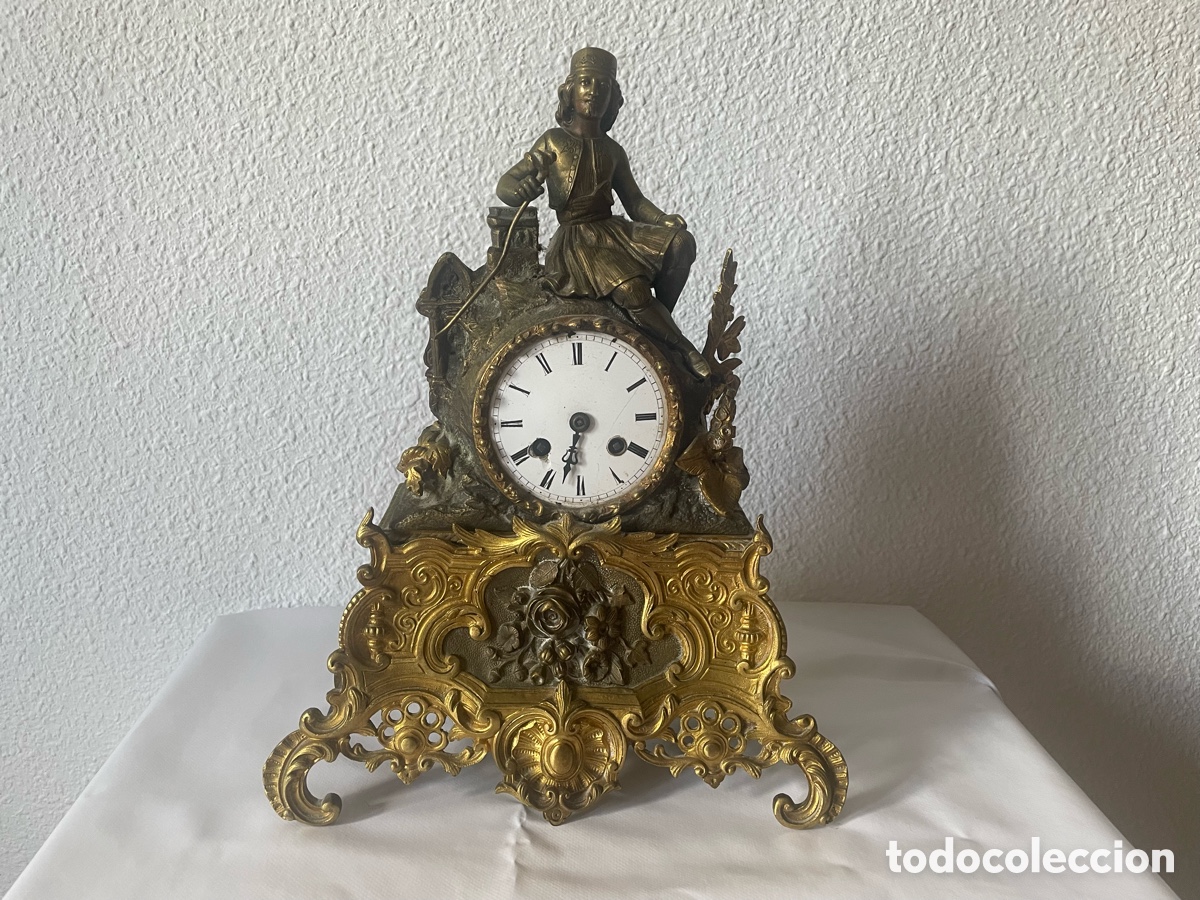 Relojes de carga manual: Reloj sobremesa figural siglo XIX movimiento Japy Fr&egrave;res Barbot Par&iacute;s figura orientalista
