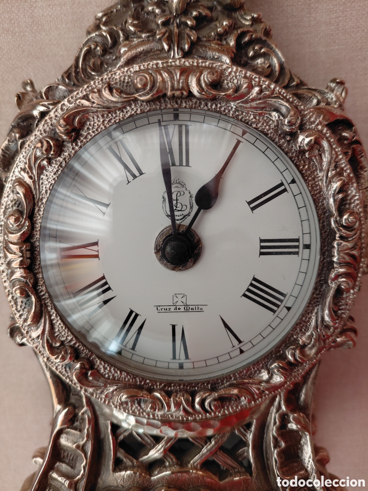 Relojes de carga manual: Reloj de plata, sobremesa estilo Rococ&oacute;. Funcionando - Foto 1