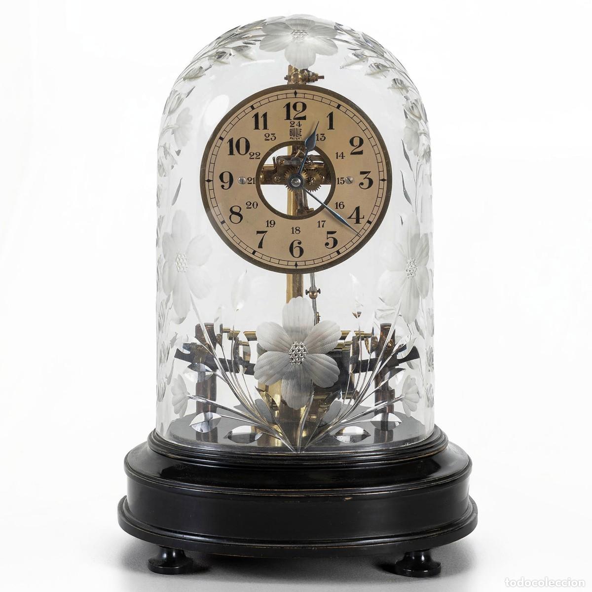 Relojes de carga manual: 1930s Art Deco French Bulle Electromagnetic Clock Swedish Cut Crystal Glass Dome