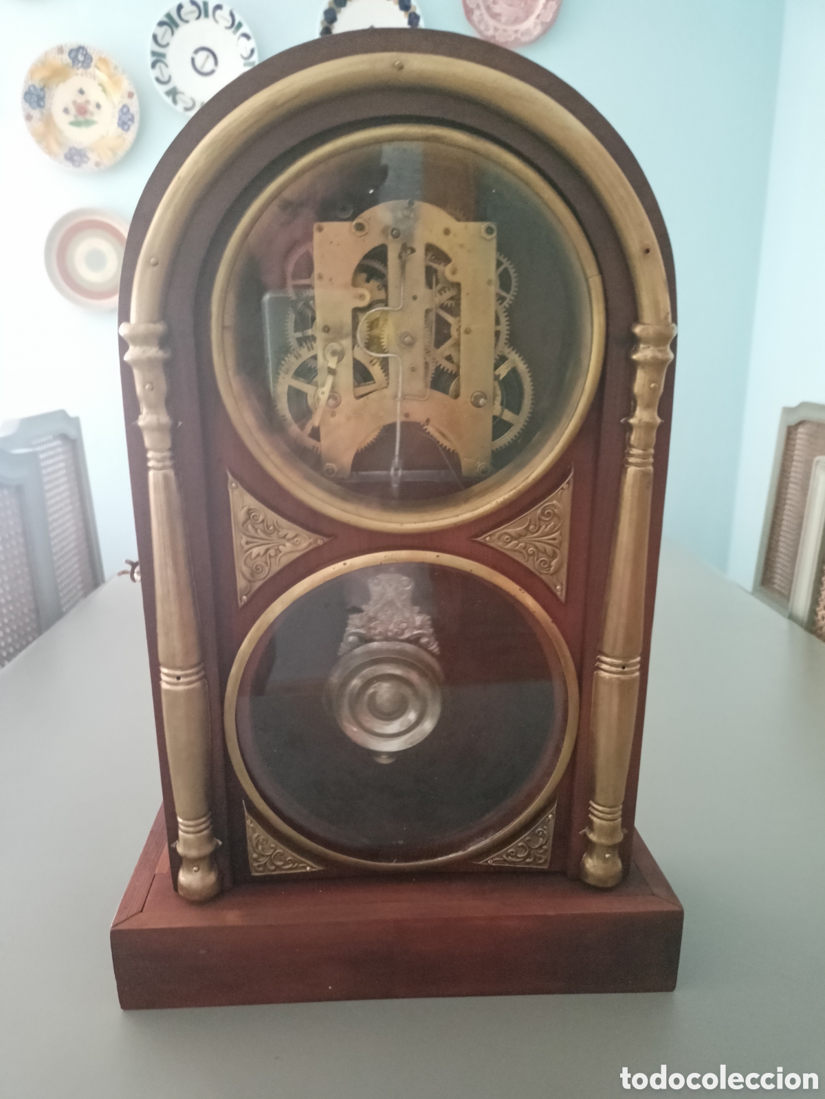 Relojes de carga manual: CAJA Y MAQUINARIA ANTIGUO RELOJ DE SOBREMESA