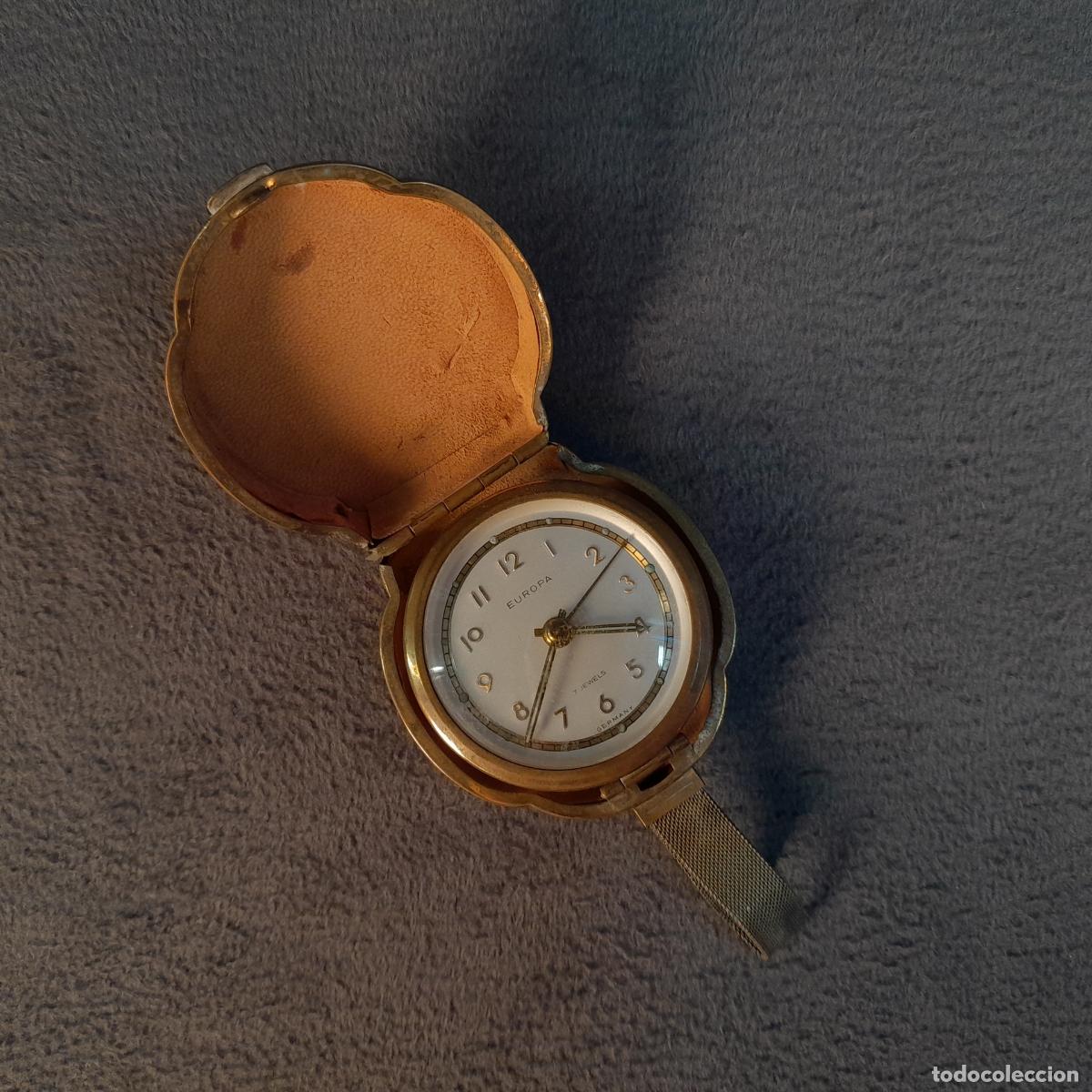 Kaminuhren: RELOJ DE VIAJE EUROPA 7 JEWELS CON ESTUCHE. MOVIMIENTO DE CUERDA. ALEMANIA, 1950 CA.