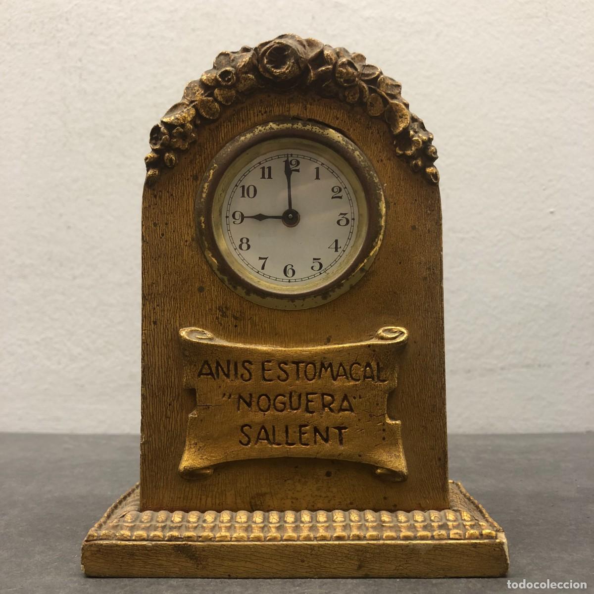 Relojes de carga manual: ANTIGUO RELOJ DE MESA PUBLICITARIO - ANIS ESTOMACAL &rdquo;NOGUERA&rdquo; SALLENT - 17,5 X 13 X 6,5 CM / 1666