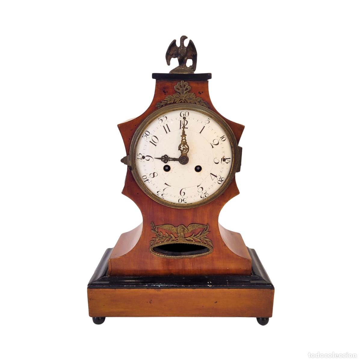 Relojes de carga manual: Reloj de sobremesa Biedermeier, madera de caoba, doble soner&iacute;a, 1840 - Alemania