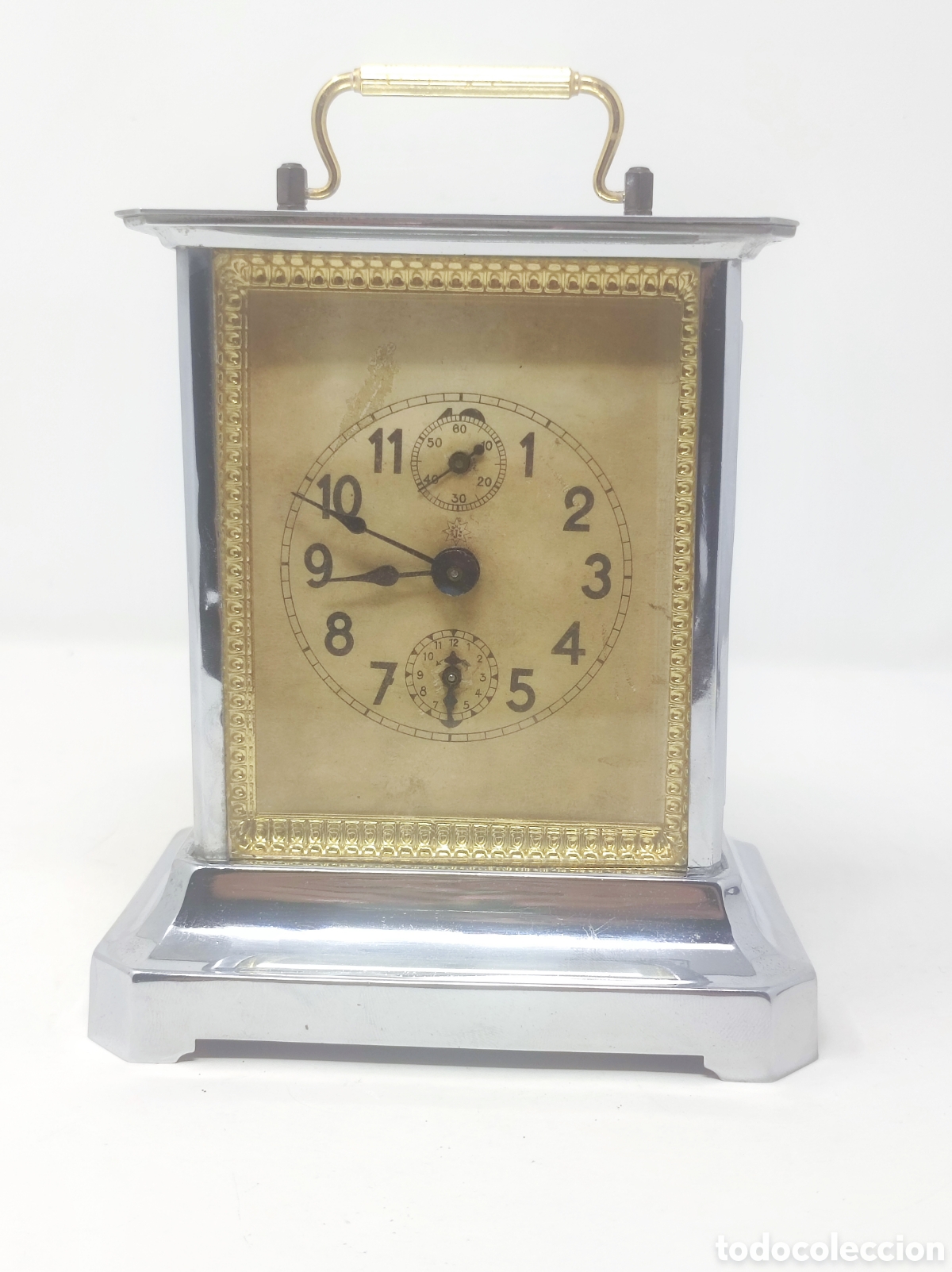 Relojes de carga manual: Reloj de carruaje Junghans alem&aacute;n (1932) con soner&iacute;a de horas/medias y alarma. Funciona perfecto