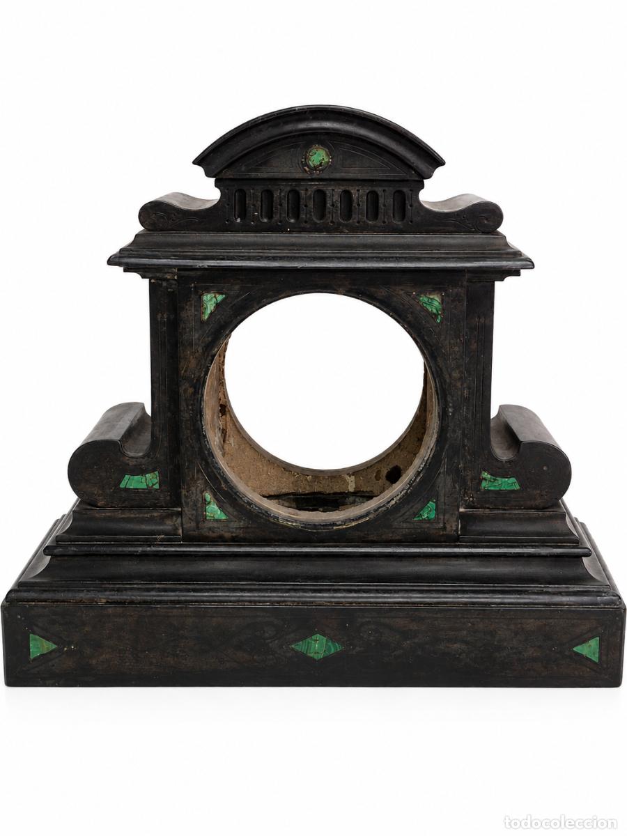 Relojes de carga manual: Caja/Carcasa Antigua de Reloj de Sobremesa, Chimenea, Napole&oacute;n III - M&aacute;rmol Negro, B&eacute;lgica - S.XIX