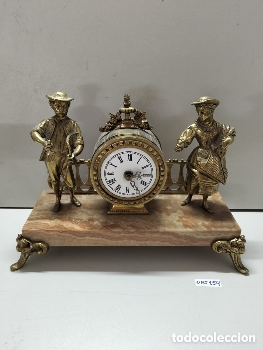 Relojes de carga manual: antiguo reloj de sobremesa o chimenea decorativo fabricado en bronce