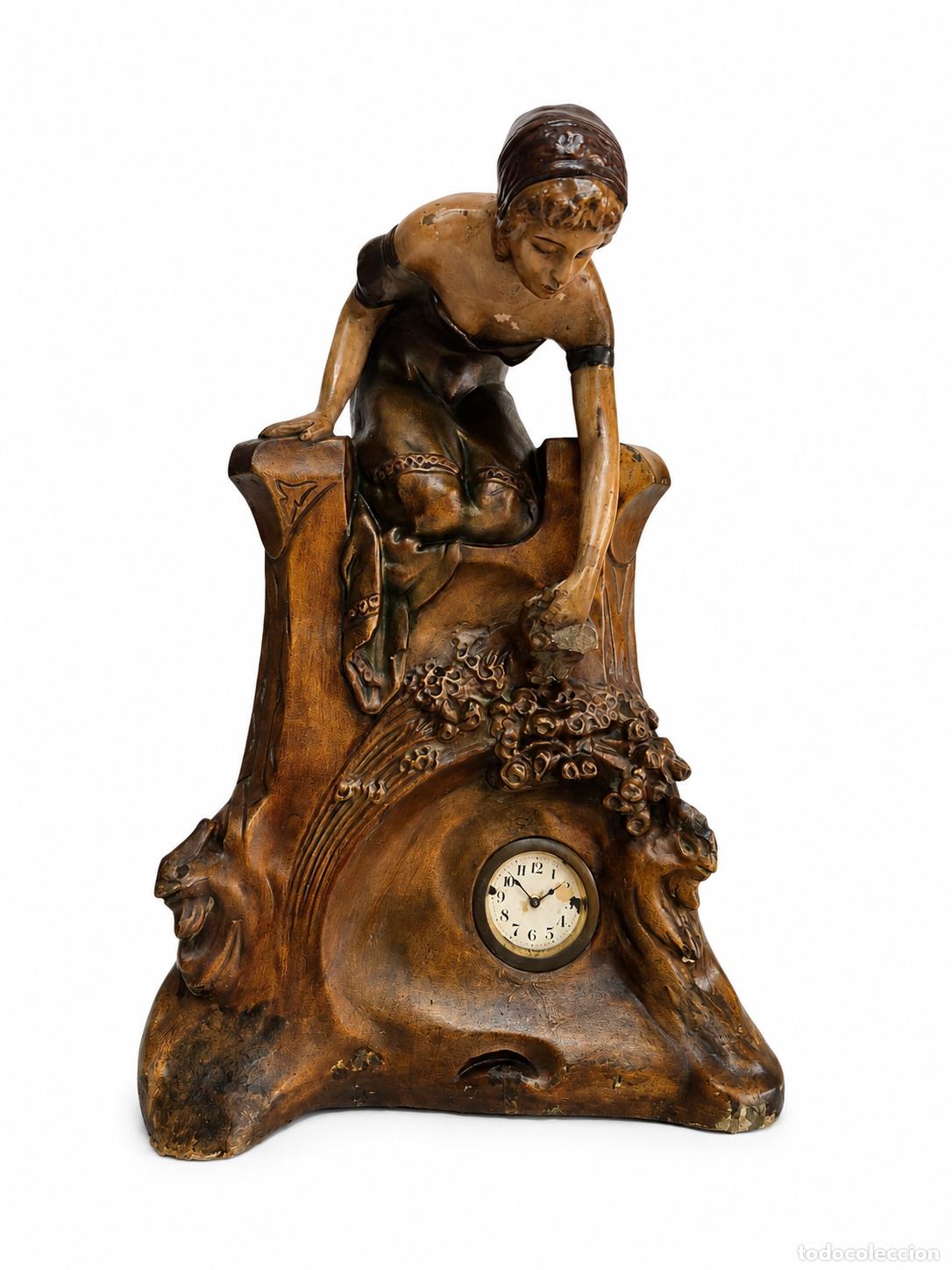 Relojes de carga manual: Reloj de Sobremesa Art Nouveau (Modernista) - Yeso Policromado