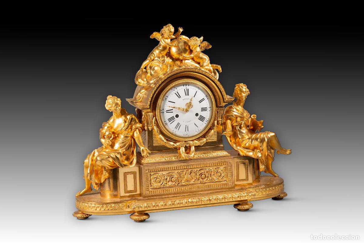 Relojes de carga manual: Reloj de mesa de estilo Luis XVI. Escuela francesa, Honor&eacute; Pons y Louis-Auguste Marquis. S XIX.